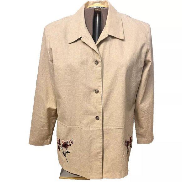 Blair. Size XL. Linen Cotton Long Sleeve Embroidered Jacket or Shirt. B88 - Picture 1 of 8
